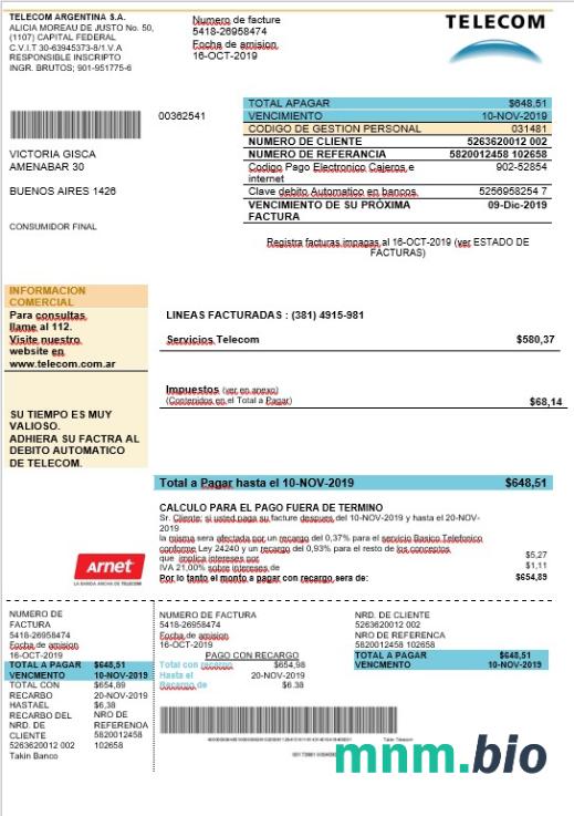 Argentina telecom bill